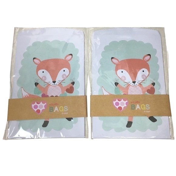 Party Favor Paper Gift Bags Treat Sacks Forest Friends Fox Raccoon 24 Total - Picture 2 of 3